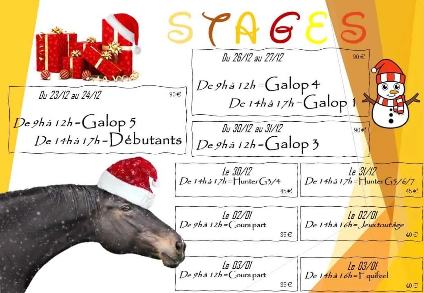ET VOICI ! 📝 Très en retard le planning des stages de Noël ! 🎅🎁