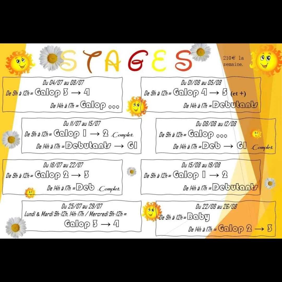 🌞 Dernières modif pour les stages + journées balades/cross ! Places limitées ! 🦄